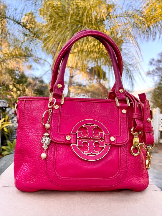 Tory Burch Handbags - Tory Burch Small Amanda Satchel Bright Pink Leather Gold Hardware